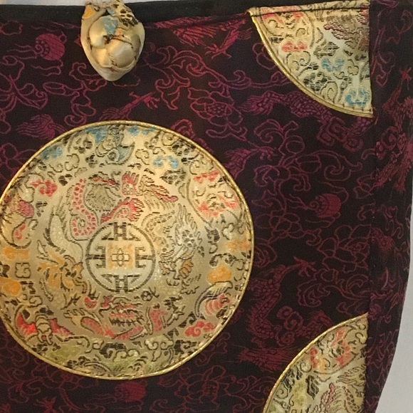 Oriental Asian Flair Unique Evening handbag Bag multi colored satin - Picture 9 of 12